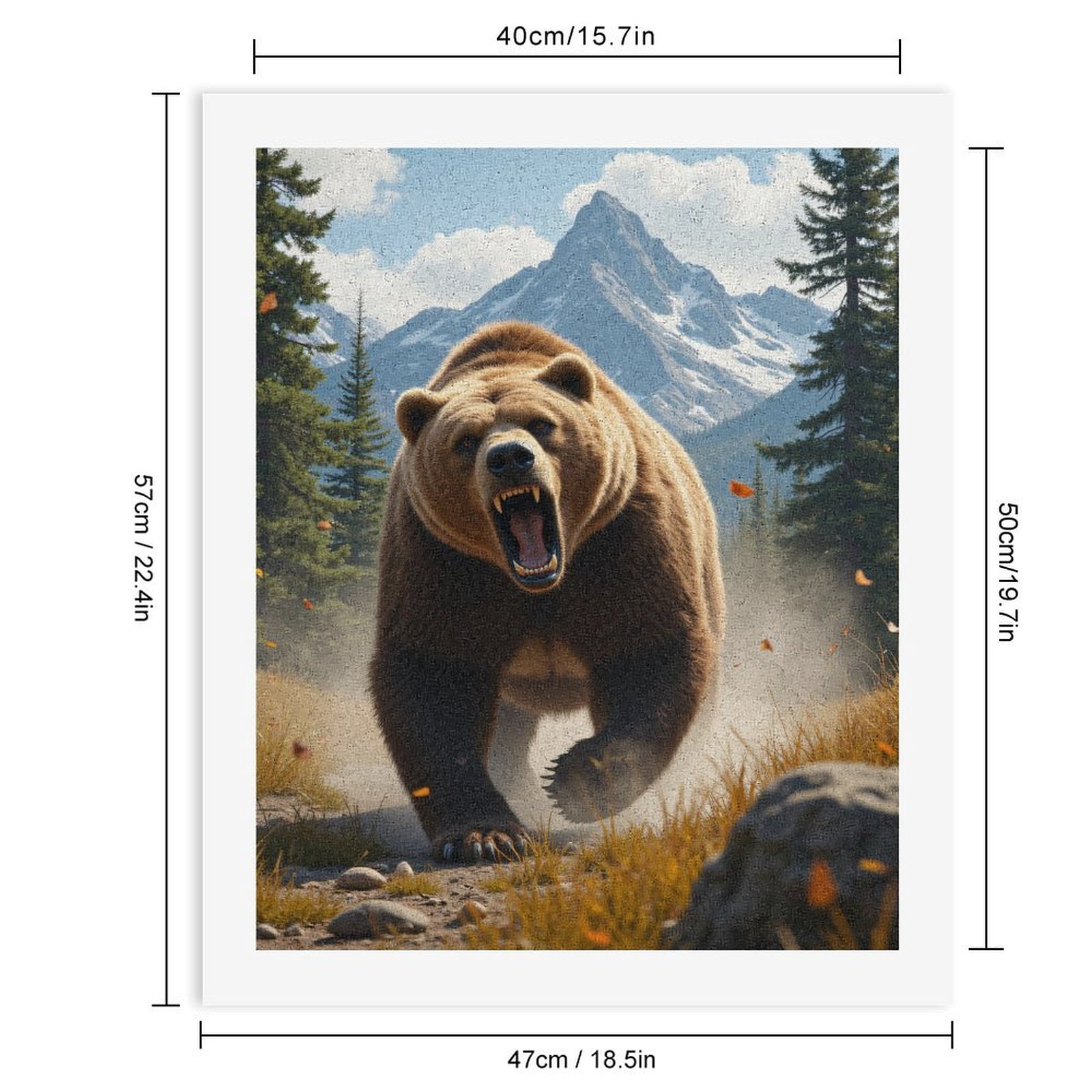 Paint By Numbers Kit for Adults Beginner - DIY Bear Mountain Wilderness Roar Canvas Painting Kits for Adults, Frameless Paint By Number for Adults for Home Wall Decor 16x20 Inch