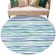 thumbnail image 2 of Round Area Rug 5ft,Oceans Style Striped Washable Carpet Non-Slip Runner Accent Rugs Indoor Floor Mat for Bedroom Living Room Decor,Blue-green Geometric Line, 2 of 9
