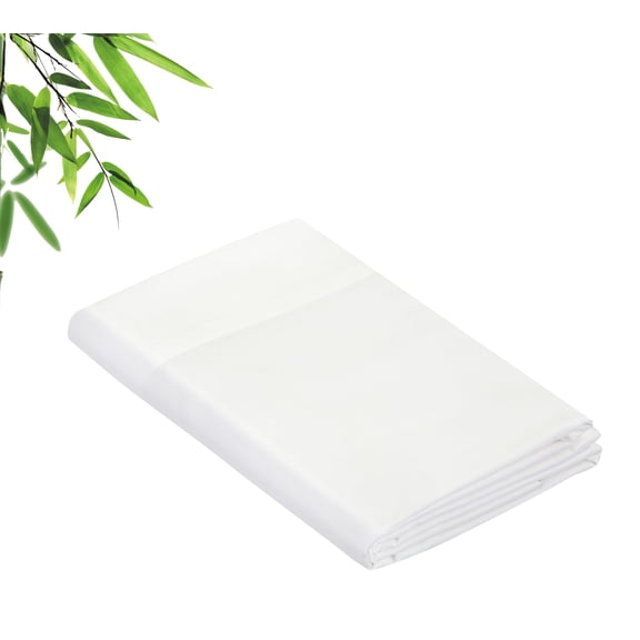 Royale Linens Bamboo Viscose Queen Flat Sheets Only - Cooling Sheets - Organic Viscose Derived from Bamboo - Queen Size Flat Sheet Only - Top Sheet - Breathable & Silky Bedding (Queen, White)