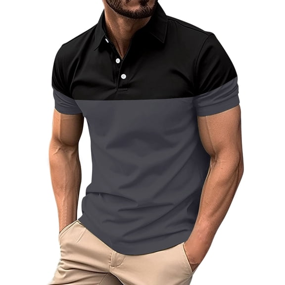 Bibifish Mens Polo Shirts Two Tone Horizontal Color Block Shirts Mens Spring Summer Daily Commute Regular Tops