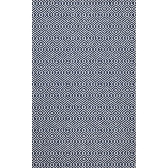 SAFAVIEH Martha Stewart Cotton Diamond Area Rug, Blue/Grey, 9' x 12'
