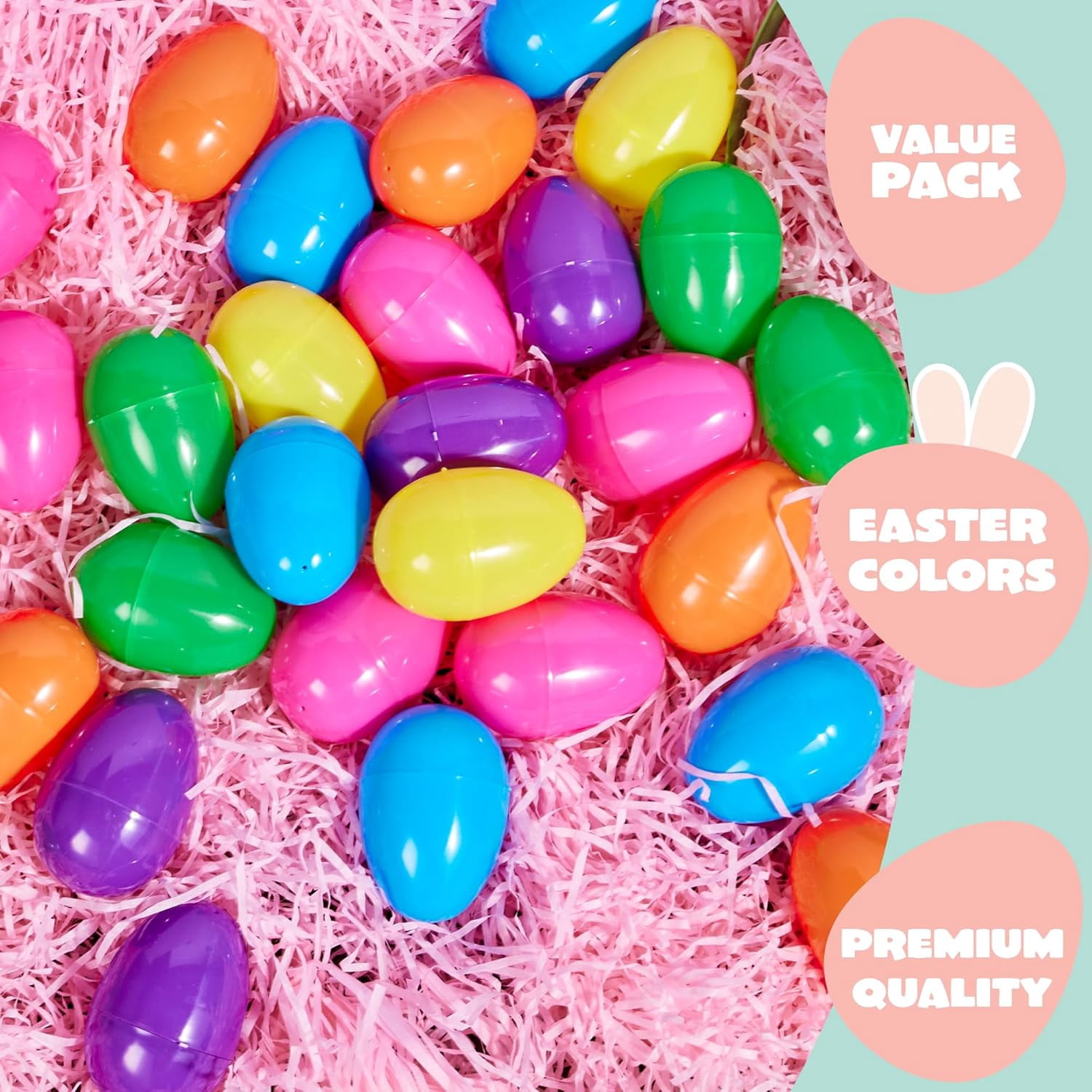 ANHXN  Easter Eggs, Fillable Plastic Eggs Empty Colorful Bright Eggshells with Hinge for Easter Hunt,Party Favor, Basket Stuffers, Classroom Prize Supplies.Different quantities to choose from