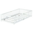 thumbnail image 5 of Alvantor Twin Size Floor Bed for Toddler, Solid Wood Floor Bed with Door and Fence Guardrail, Montessori Floor Bed for Boys, Girls,White, 5 of 8