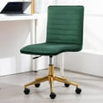 thumbnail image 6 of SSyao Armless Vanity Chair with Wheels, Computer Rolling Desk Chair with Back Soft Velvet Height Adjustable Gold Metal Base Swivel Stool Chairs-Darkgreen, 6 of 6