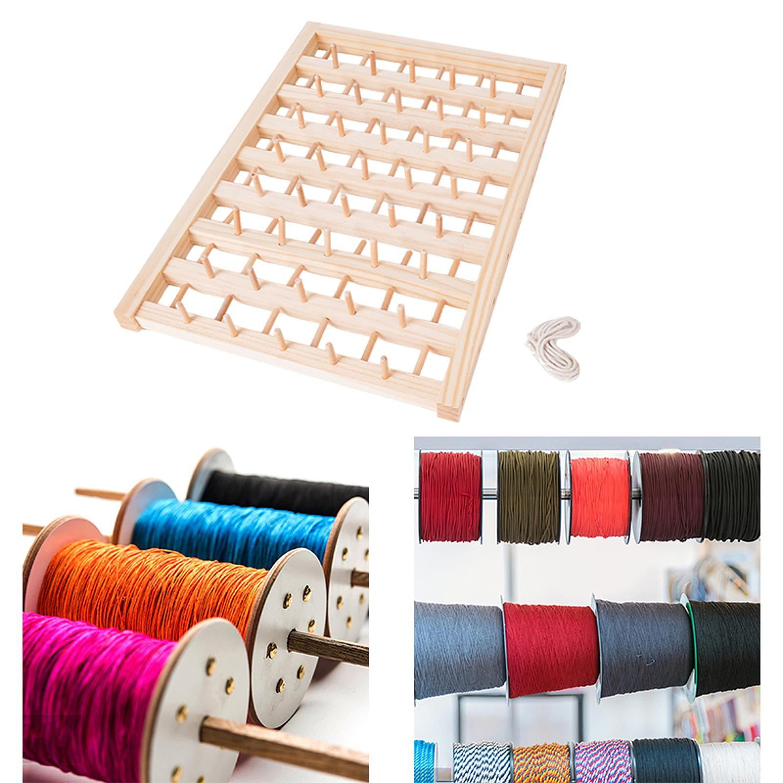 Abbraccia Thread Rack Embroidery Thread Organizer Large with Hanging Hooks Solid Wood Thread Spool Rack Thread Holder for Hair Braiding 88 Spools