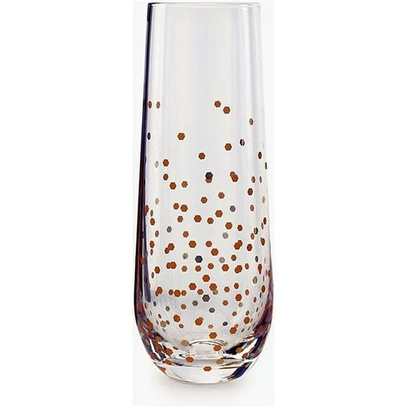 Set of 2 10.5oz Stemless Flute with Gold Confetti Decal