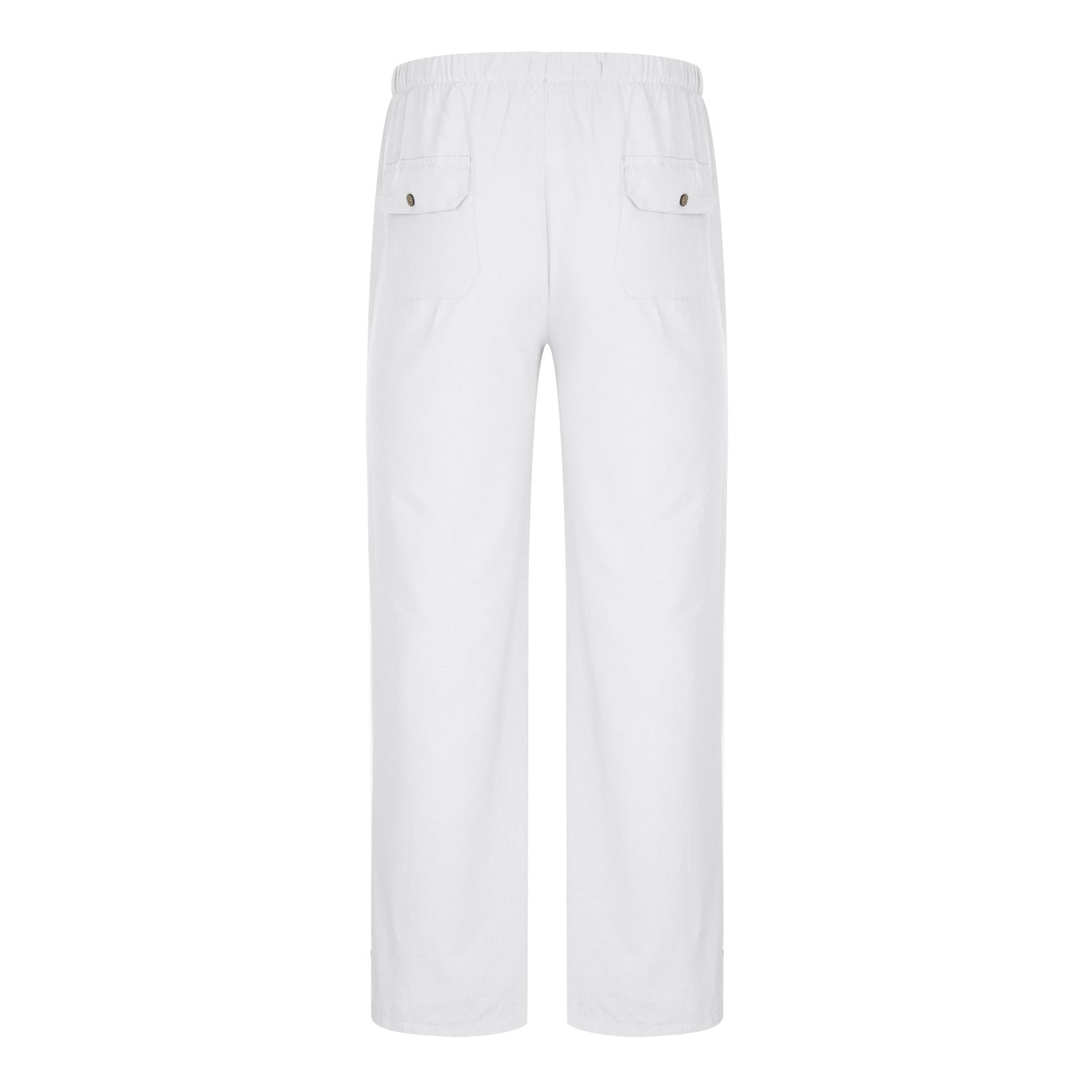 Men'S Drawstring Loose Linen Beach Pants Lightweight Elastic