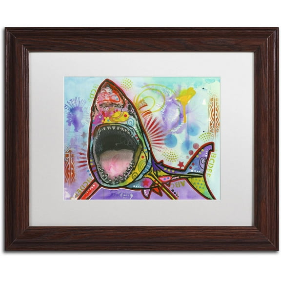 Trademark Fine Art "Shark 1" Canvas Art by Dean Russo, White Matte, Wood Frame