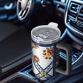 thumbnail image 6 of 40oz Pioneer Flower Floral Print Pattern Insulated Tumbler with Handle, BPA-Free Leak Proof Lid and Straws, Double Wall Vacuum, Hot 12h/Cold 34h, 6 of 6