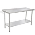 thumbnail image 1 of NSF Stainless Steel Brewing Work Table - Heavy Duty 60x24x35 Inch - Adjustable Undershelf, Backsplash, Curved Edge, Removable Trash Rack, For Restaurant & Home, 1 of 7