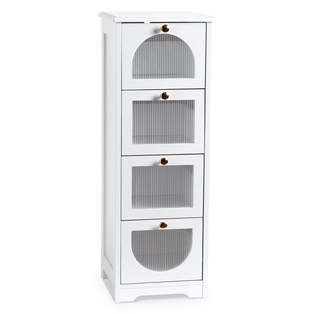 QinaQin Gabinete de baño angosto con cajones, mueble de piso de 11.8 x 11.8 x 33.1 pulgadas, organizador delgado para baño, pasillo, sala o espacios reducidos