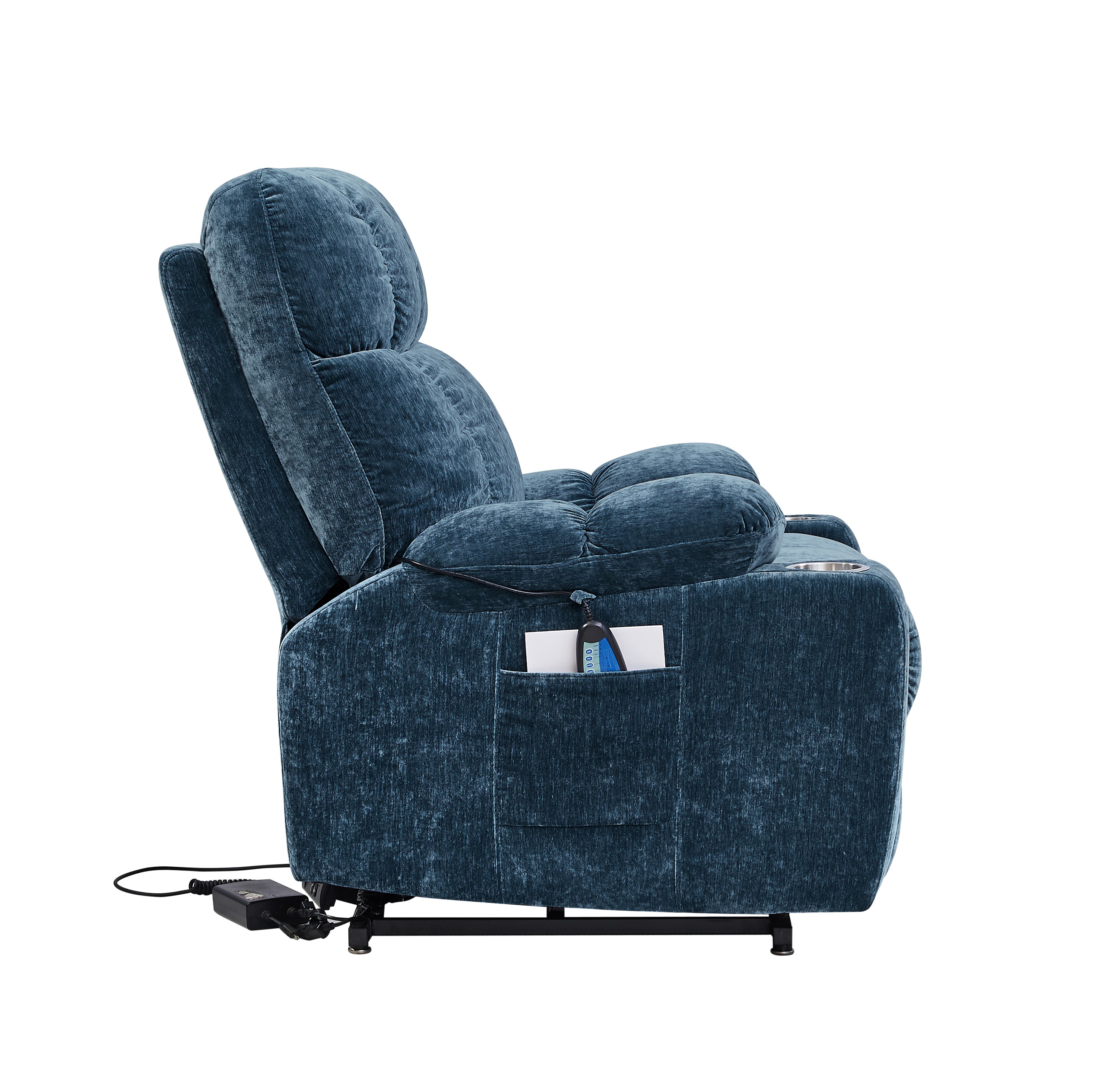 MAYEERTY Motor Power Lift Recliner Chair with Massage & Heat for Elderly, Infinite Position, 180°Lay Flat, Cup Holders