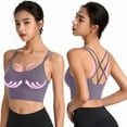 thumbnail image 4 of Prolriy Sports Bras for Women High Support Womens Back Sport Bras Padded Strappy Cropped Bras for Yoga Workout Fitness Bras Bralettes for Women Grey L, 4 of 5