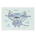thumbnail image 1 of Fish Cutting Board, Naughty Cat Fish in Striped T-shirt Anchor Pendant and Nautical Maritime Sign, Decorative Tempered Glass Cutting and Serving Board, Large Size, Blue Grey, by Ambesonne, 1 of 1