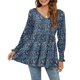 thumbnail image 2 of Camisas Para Mujer de Gran Tamaño de Moda Otoño Invierno Blusa Con Cuello en V Estampado Puff Manga Larga Camiseta Tops Odeerbi ODB133215, 2 of 6
