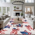 thumbnail image 4 of Independence Day Washable Living Room Rugs 5'x8', Patriotic US Flag Red Blue Stripe Star Bow Fireworks Low Pile Throw Large Area Rug Non-Slip Sturdy Edge Binding Carpet for Living Room Kitchen Office, 4 of 9