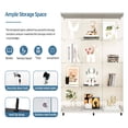thumbnail image 6 of MAYEERTY 4 Tiers Glass Display Cabinet with Bluetooth LED Light Strip, Curio Storage Cabinet with 3 Door Wheels and Lock, Wood Top, White, 6 of 11