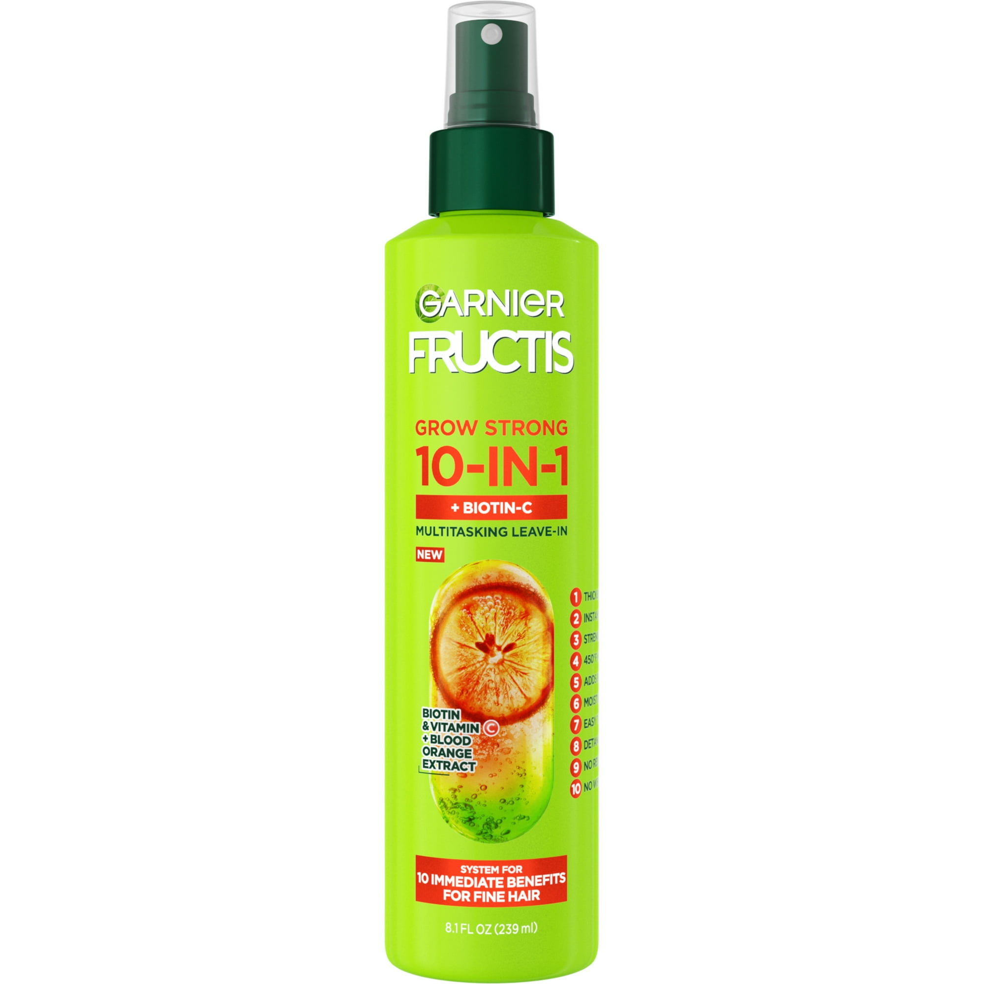 Garnier Fructis Grow Strong Thickening 10 in 1 Spray, for Fine Hair, 8.1 fl oz