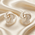 thumbnail image 4 of Yoursfs White Knot Clip on Earrings for Women Gold Plated Large Clips Non Pierced Ear Floral Earrings Jewelry Gifts, 4 of 6