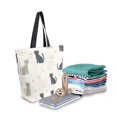 thumbnail image 2 of FORMRS Womens Canvas Tote Bag with Zipper Inner Pocket Shoulder Handbag, Black Cute Cats, 2 of 7
