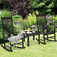 thumbnail image 2 of Giantex Set of 2 Wooden Rocking Chair, Slatted High Back Wood Rocker, Black, 2 of 10