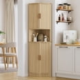 thumbnail image 6 of Vabches Fluted 68" Tall Corner Cabinet with 4 Barn Doors, Corner Hutch Cupboard Pantry Cabinets with Magnetic Door for Bathroom,Living Room,Kitchen, 6 of 9
