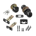 thumbnail image 6 of Keyed Entry Ball Doorknob and  Single-Cylinder Deadbolt Combo Pack — Stainless Steel Finish, Exterior Door Security Set for Home & Apartment, Includes Keys, Easy Install(black), 6 of 7