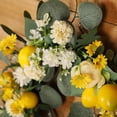 thumbnail image 6 of 17.72 Inch Spring Yellow Lemon Roses Wreath for Front Door, Yellow Peony White Hydrangea Green Leaves Wreath for Indoor and Outdoor, Rustic Farmhouse Door Wreath for Home Decor, 6 of 9