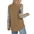 thumbnail image 6 of Waffle Knit Tunic Tops for Women Curved Hem Dressy Long Sleeve Shirts Trendy Fall Fashion Crewneck Sweaters Camel S, 6 of 6