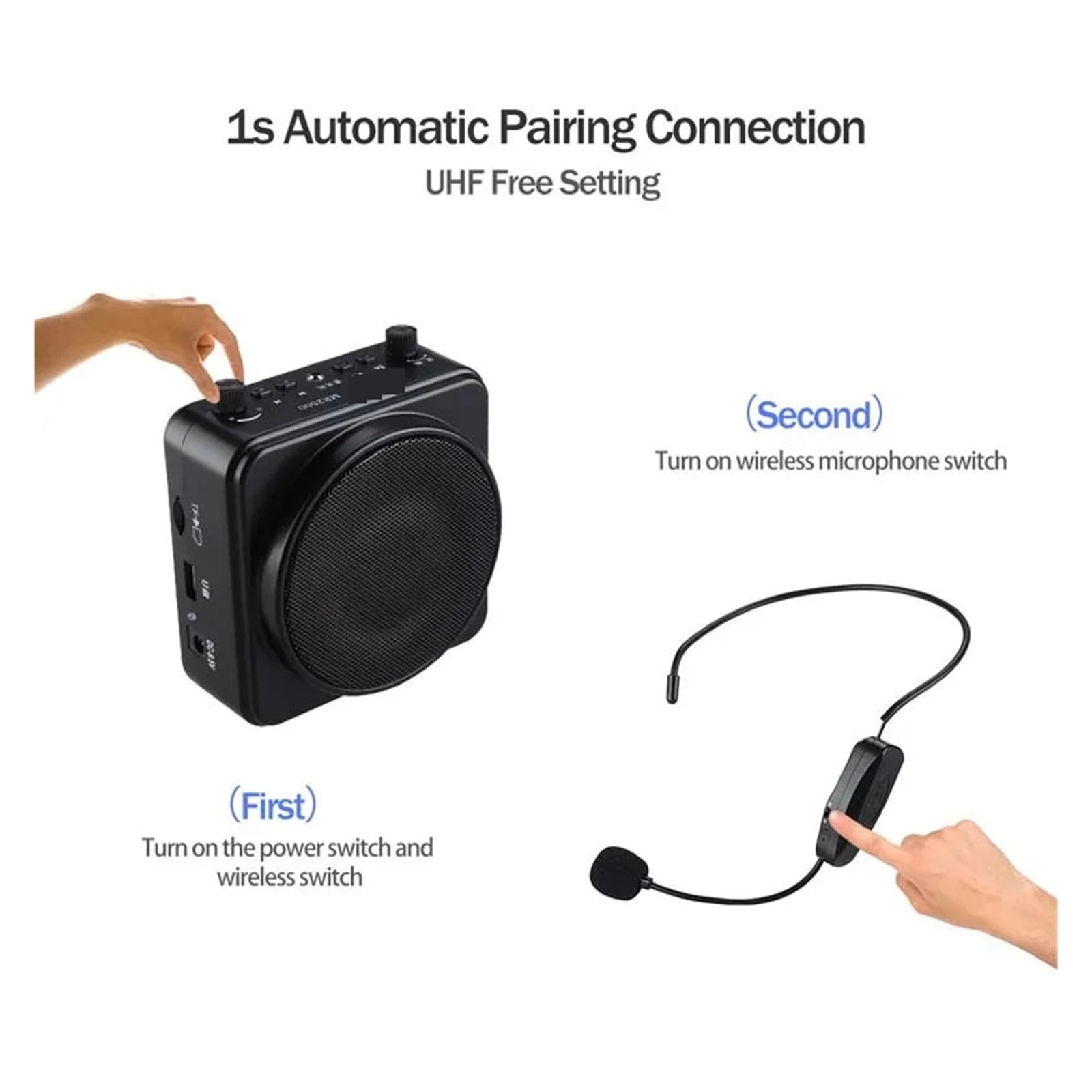 Portable Voice Amplifier 22W PA With UHF Wireless Headset Microphone Loudspeaker Voice Booster 2200mAh Battery ,High Sound