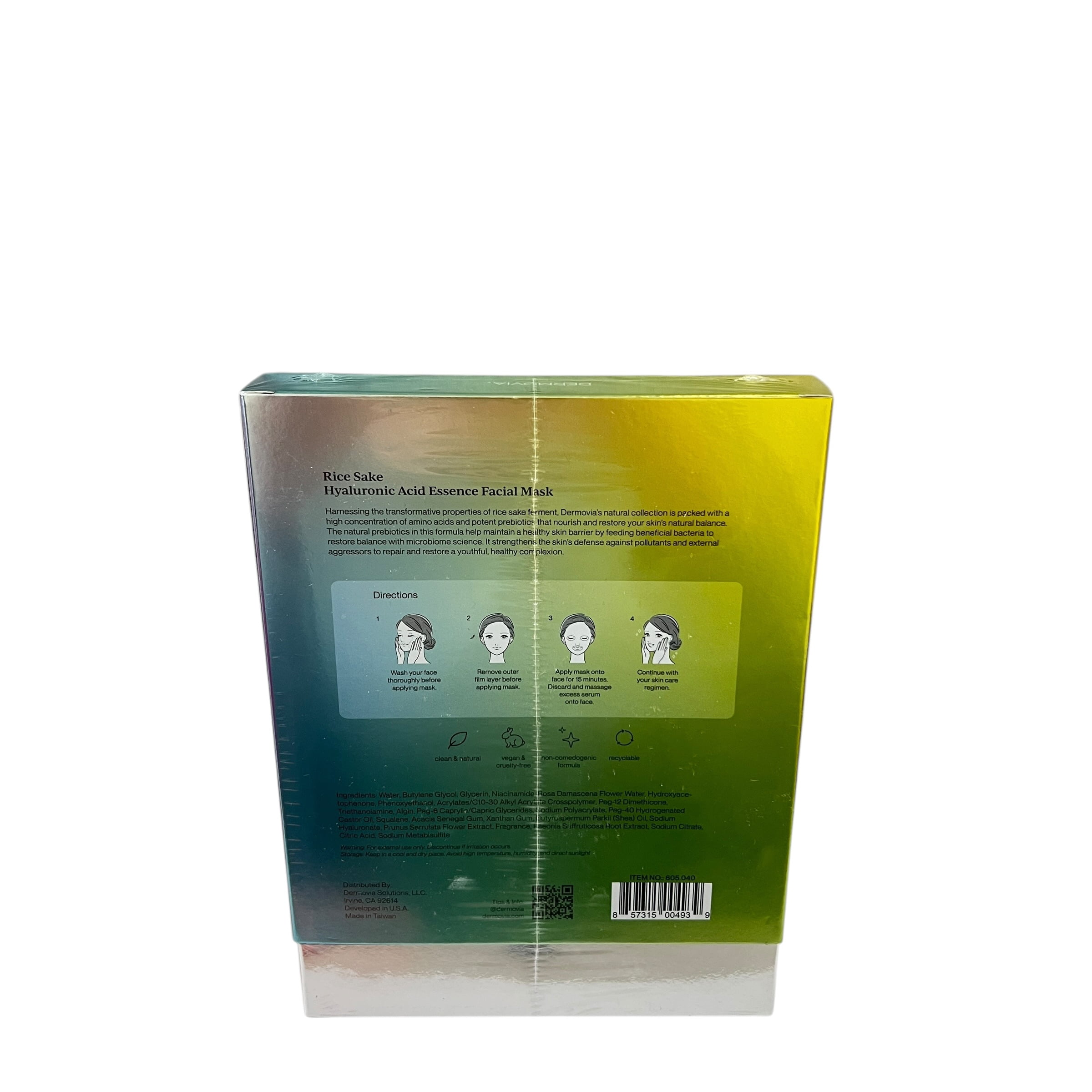 Dermovia Natural Rice Sake Hyaluronic Acid Essence Facial Mask 3 Pack