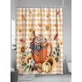 thumbnail image 5 of Fall Shower Curtain Orange Pumpkin Shower Curtains for Bathroom Thanksgiving Decor, Waterproof Polyester Shower Curtain Set with Hooks, Standard Size 72" x 72" Sunflower Sage Green Leaves, 5 of 6