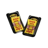 Post-it® Sign Here Sticky Notes, Yellow, 1 in. Wide, 50/Dispenser, Page ...