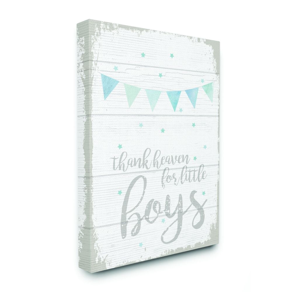 The Kids Room by Stupell Thank Heaven Boys Blue Kids Word Design Canvas Wall Art by Daphne Polselli