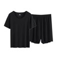 thumbnail image 2 of Sakmal Cooling Summer Pajamas for Women Set Black Shorts and T-Shirt Short Sleeve Soft Sleepwear Set Solid Crew Neck Pajamas, 2 of 5