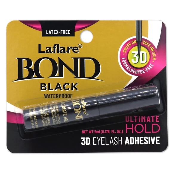 Laflare 3D Pestañas Bond Ultimate Hold Adhesivo Impermeable Sin Látex Formaldehído - Pegamento para Pestañas Sin Pincel (Negro)