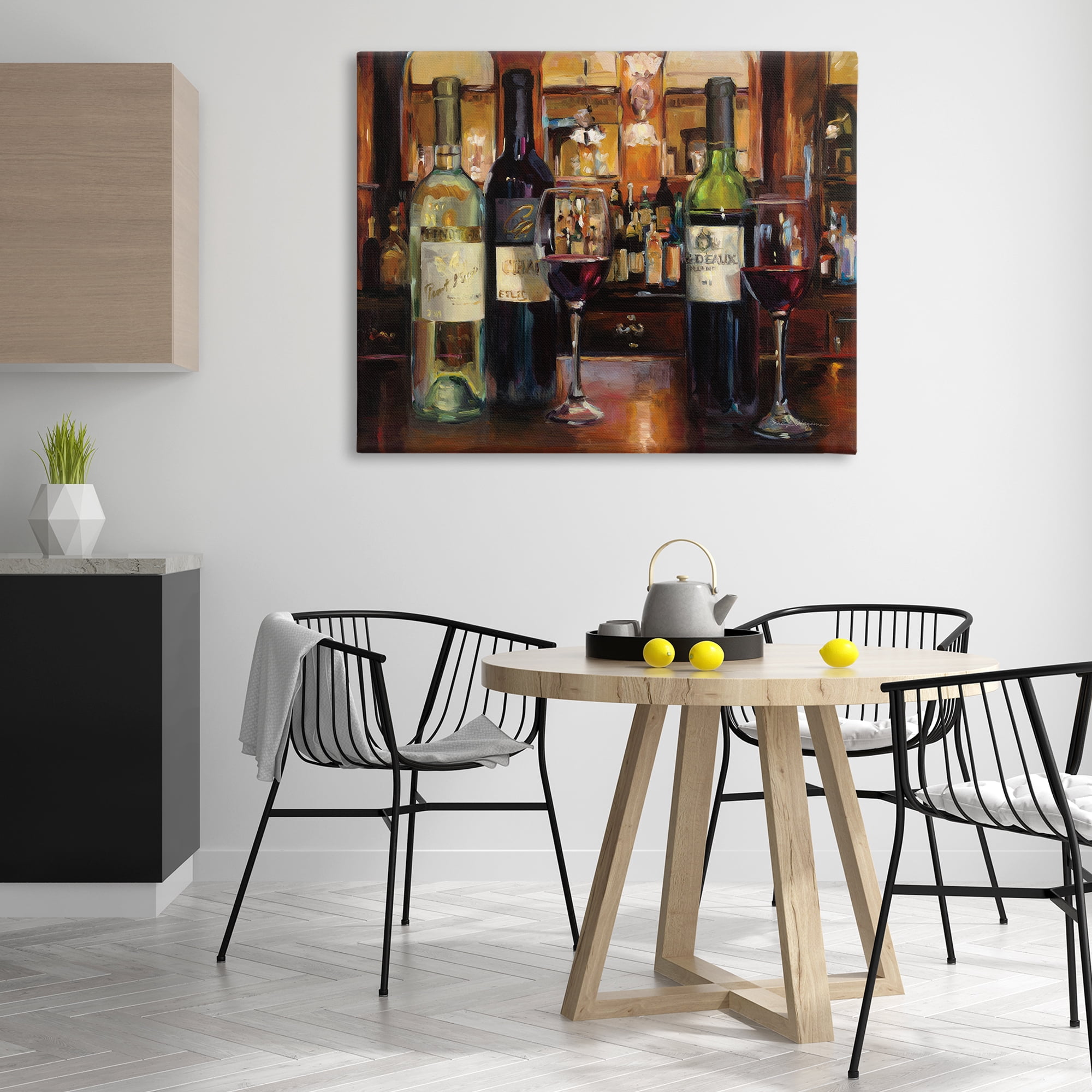 Stupell Industries Reflection of Wine Bottles Food & Beverage Painting Wrapped Canvas Art Print Wall Art, 48 x 36