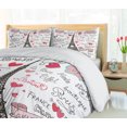 thumbnail image 5 of Ambesonne Eiffel Tower Duvet Cover Sets, Paris Letter Heart, 2-King, Black White Pink, 5 of 7