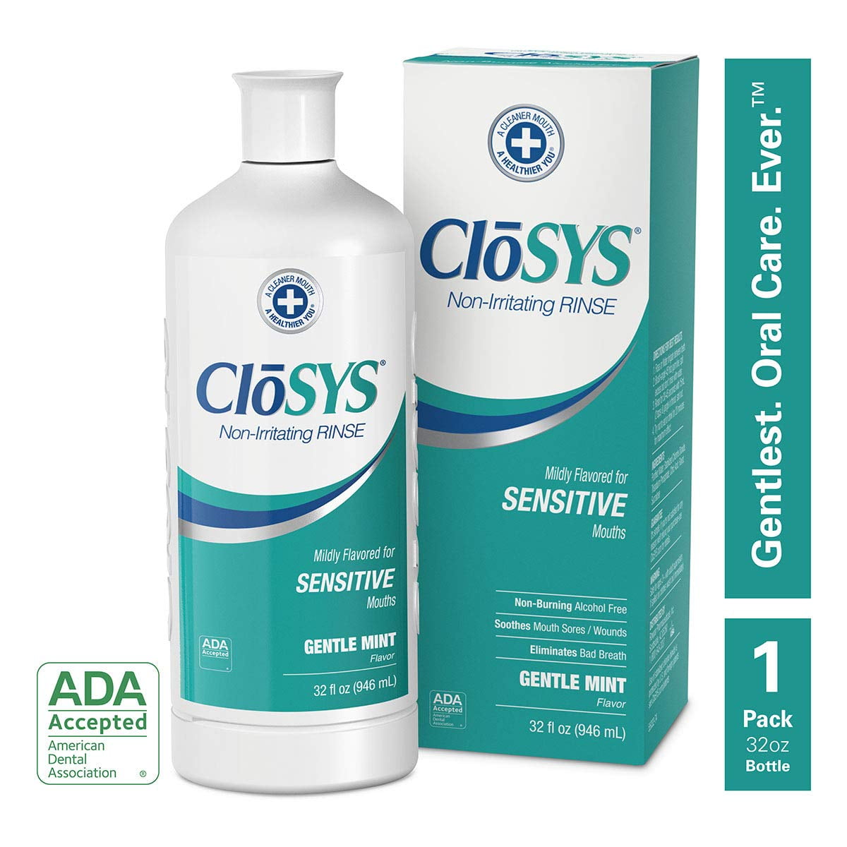 CloSYS Gentle Mint Flavored NonIrritating Oral Rinse for Sensitive