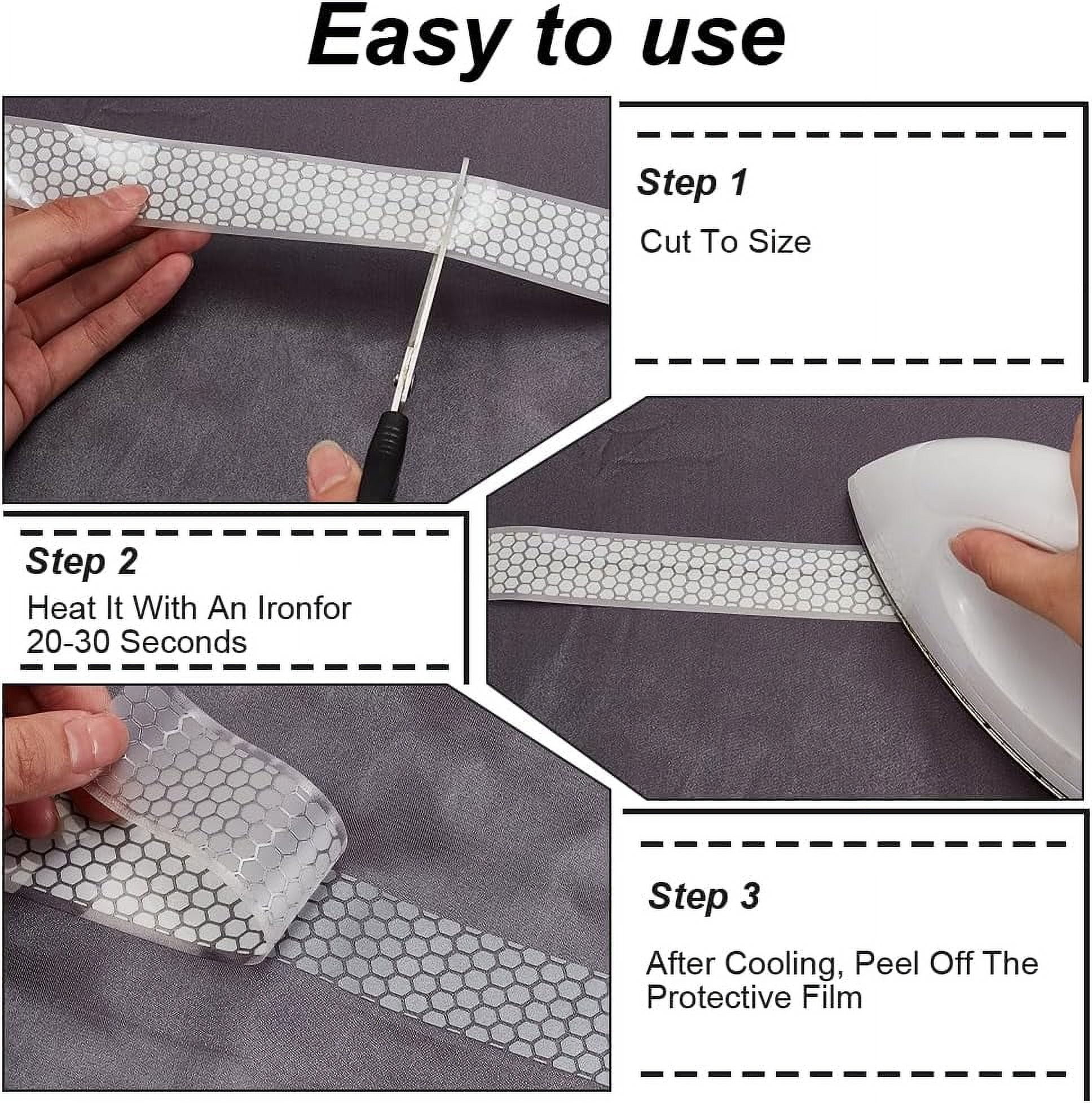 10M PES Reflective Iron On/Sew On Patches with Hot Melt Adhesive on the Back Flat Silver 50x0.2mm