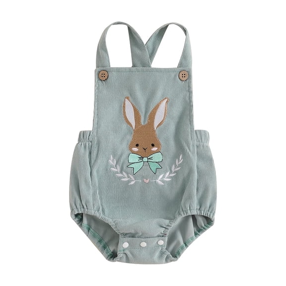 Nygoyerh Infant Girls Boys Easter Romper Sleeveless U Neck Bunny Embroidery Bodysuit Newborn Overalls Baby Clothing 0M 3M 6M 9M 12M 18M