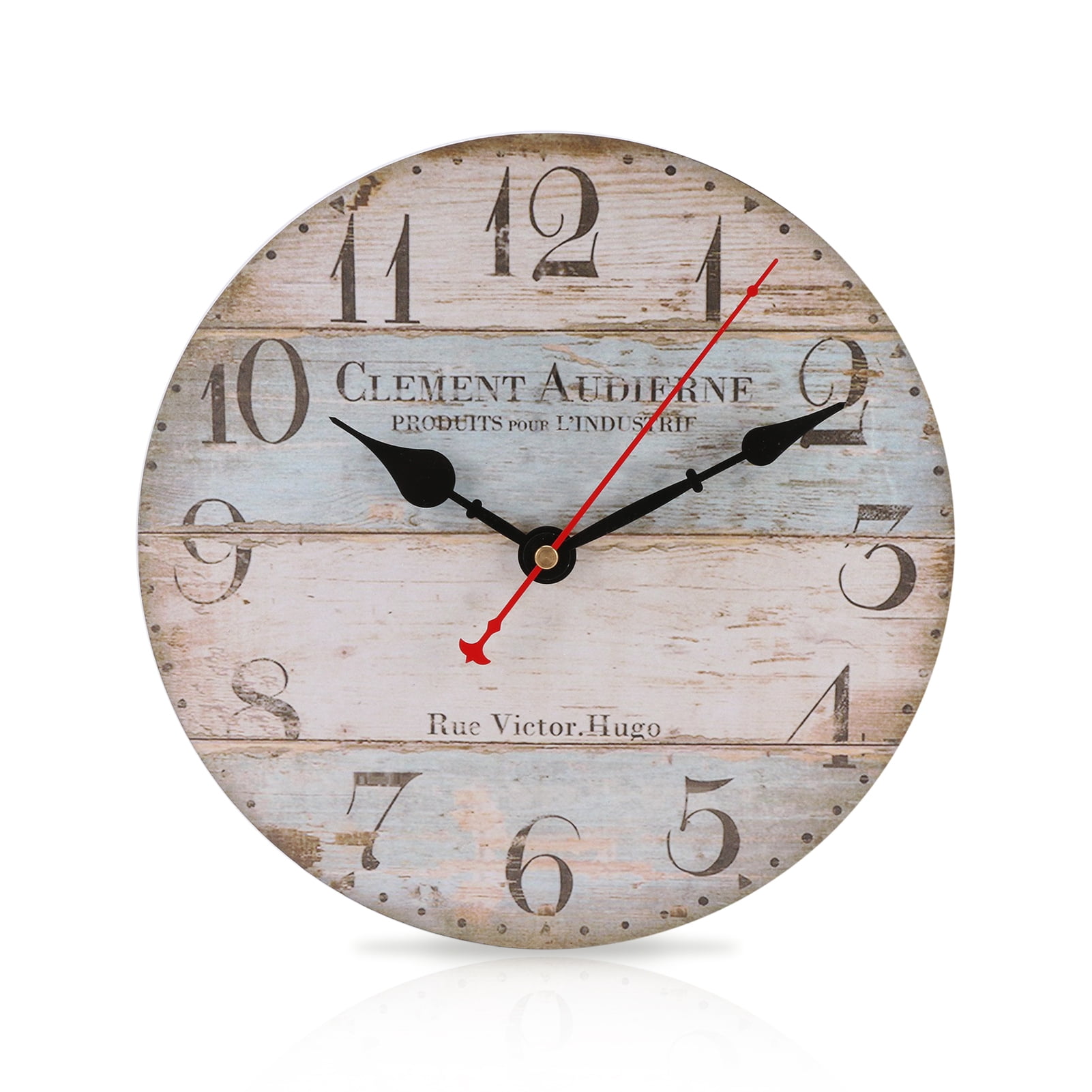Wood Growth-Rings Wall Clock Battery Operated Non Ticking Silent Quartz Analog Rustic Farmhouse Round Clock Retro Decor for Home Kitchen Living Room Bathroom