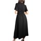 thumbnail image 3 of Jess por Meiko Vestido de Mujer con Escote en V y Mangas de Volante, Cinturón de Declaración, Vestido Midi Negro, 3 of 6