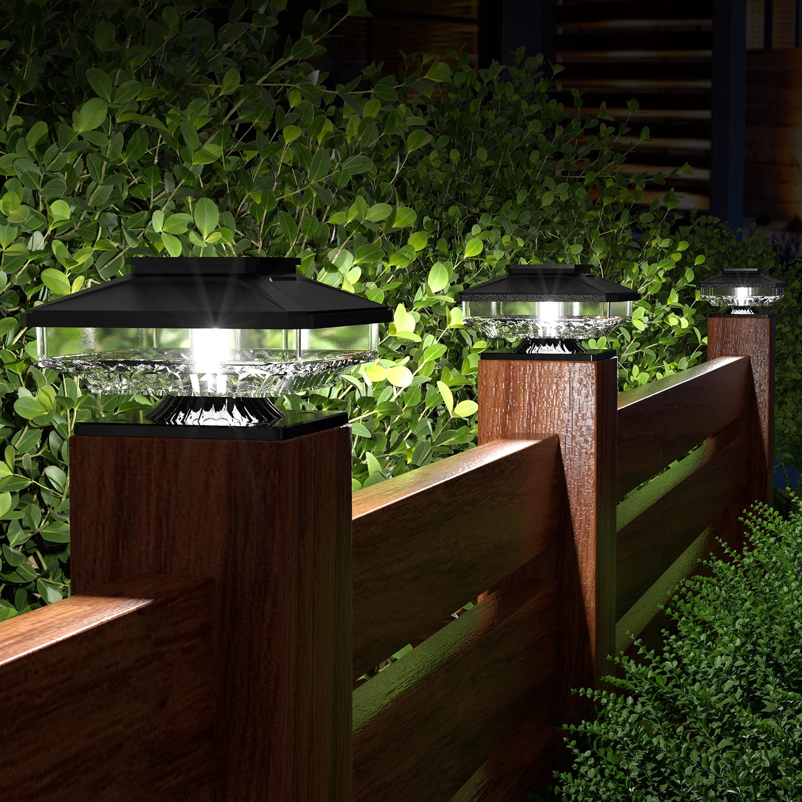 BITPOTT Solar Post Cap Deck Lights Outdoor Waterproof LED Dusk till Dawn Cool White Modern for 4x4 5x5 6x6 Wooden Posts 8 Pack