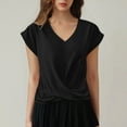 thumbnail image 2 of Kcolen Women's Dressy Casual Blouses To Wear with Jeans Summer Solid Color Short Sleeve T-Shirts V Neck Comfy Trendy Pullovers Loose Fit Fashion Blouse for Women, 2 of 6