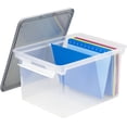 thumbnail image 1 of Storex Portable File Tote with Locking Handles, Letter/Legal Files, 18.5" X 14.25" X 10.88", Clear/Silver, 1 of 6
