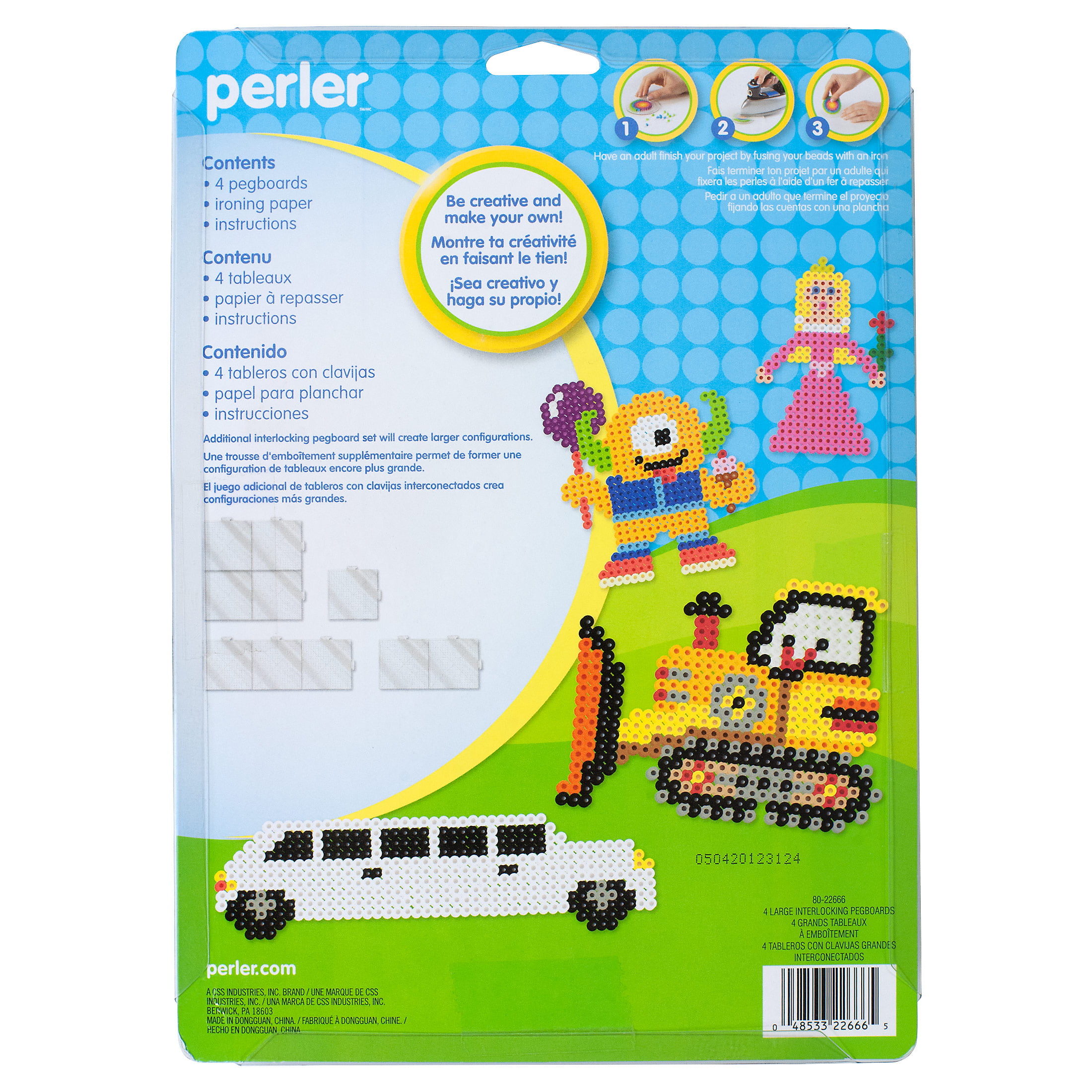 Perler Beads Assorted Small and Large Pegboards for Kid's Crafts - (5)  clear Perler pegboards, (1) sheet of reusable ironing paper, 6 pcs