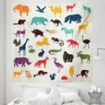 thumbnail image 1 of Zoo Tapestry, European Animal Silhouettes in Cartoon Style Safari Wildlife Zoo Theme, Fabric Wall Hanging Decor for Bedroom Living Room Dorm, 5 Sizes, Multicolor, by Ambesonne, 1 of 1