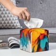 thumbnail image 4 of Kdxio Colorful Paint Print Print Tissue Box Cover,Square Decorative PU Leather Facial Paper Case Organizer Holder Dispenser for Bathroom,Night Stands,Desk,Car 5.2''X5.2''X5.2'', 4 of 6