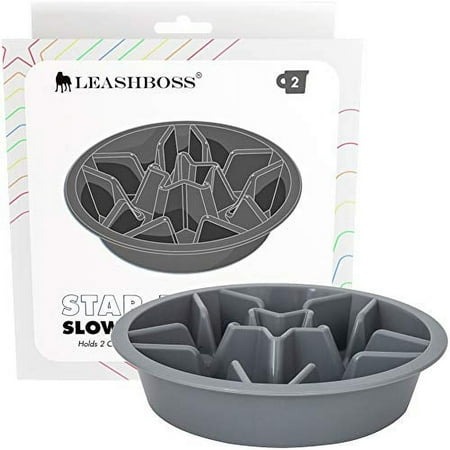 UPC: 0850002369748 | Leashboss Slow Feed Dog Bowl for Raised Pet Feeders – Maze Food Bowl Compatible with Elevated Diners (2 Cup – 7.5-8 Inch Feeder Holes Gray)